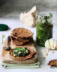 Enjoy the delightful and crispy texture of Flaxseed Crackers paired