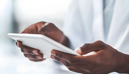 Person using a tablet computer.
