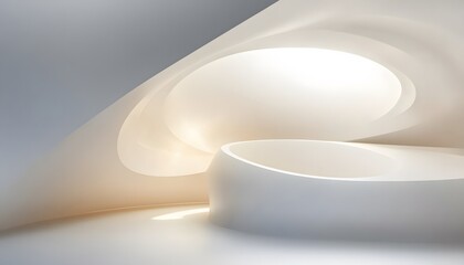 Abstract architectural interior design with flowing curves.