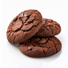 Chocolate cookies isolated on white background