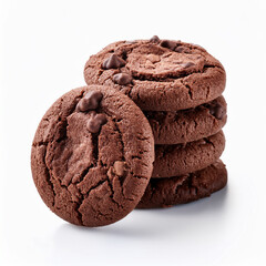 Chocolate cookies isolated on white background