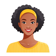 Flat Vector. Portrait of only one Woman. Simple Background.