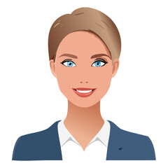 Flat Vector. Portrait of only one Woman. Simple Background.