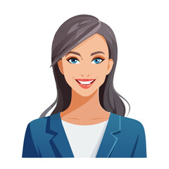 Flat Vector. Portrait of only one Woman. Simple Background.