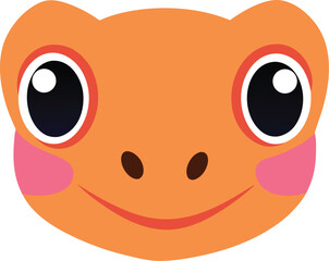 Adorable Orange Froggy Face Cute Cartoon Amphibian Illustration