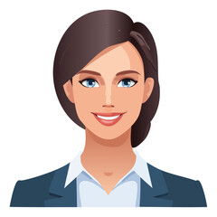 Flat Vector. Portrait of only one Woman. Simple Background.