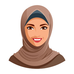 Flat Vector. Portrait of only one Woman. Simple Background.