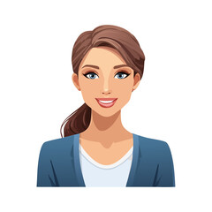 Flat Vector. Portrait of only one Woman. Simple Background.
