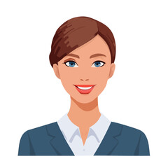 Flat Vector. Portrait of only one Woman. Simple Background.