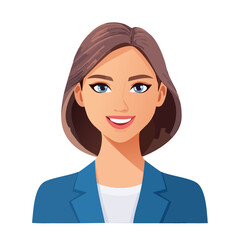 Flat Vector. Portrait of only one Woman. Simple Background.