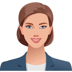 Flat Vector. Portrait of only one Woman. Simple Background.