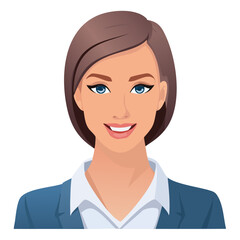 Flat Vector. Portrait of only one Woman. Simple Background.