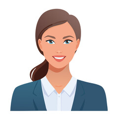 Flat Vector. Portrait of only one Woman. Simple Background.