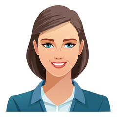 Flat Vector. Portrait of only one Woman. Simple Background.