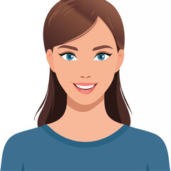 Flat Vector. Portrait of only one Woman. Simple Background.