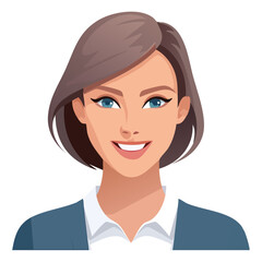 Flat Vector. Portrait of only one Woman. Simple Background.