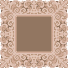 Elegant square baroque frame with swirl details, ornate multilayer vector for laser cutting, vintage wall decor template