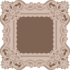 3d Classic ornate square frame with soft scrollwork, layered vector template for laser cutting, vintage decorative border or sign