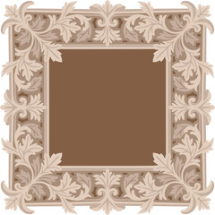 3d Botanical square frame with layered acanthus leaves, decorative vector for laser cutting, classic baroque wall decor template