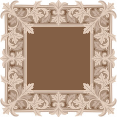 3d Botanical square frame with layered acanthus leaves, decorative vector for laser cutting, classic baroque wall decor template