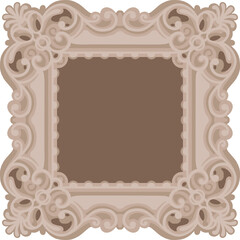3d Classic ornate square frame with soft scrollwork, layered vector template for laser cutting, vintage decorative border or sign