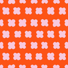 Abstract pattern, seamless texture. Endless design with funky flowers. Repeating printable print for textile, fabric, wrapping. Modern floral background for cloth, decoration. Flat vector illustration