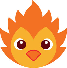 Adorable Fiery Chick Cartoon Illustration of a Cute Fire Bird
