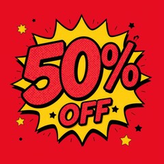 Fifty percent off sale comic book style pop art design