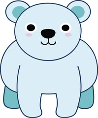 Adorable Light Blue Polar Bear Illustration Cute Cartoon Animal Design