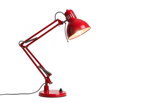 Isolated Red Desk Lamp Illumination Lighting Equipment on Transparent Background