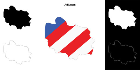 Adjuntas municipality blank outline map set
