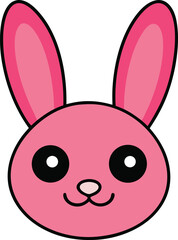 Adorable Pink Bunny Rabbit Cartoon Illustration Cute Animal Design
