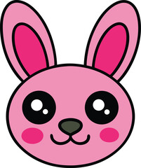 Adorable Pink Bunny Rabbit Cute Cartoon Character Design