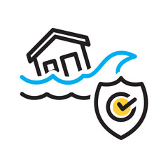 Vector multi color icon for Flood insurance