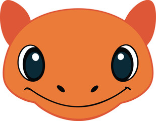 Adorable Orange Cartoon Creature Face Cute Illustration of a Friendly Fantasy Animal