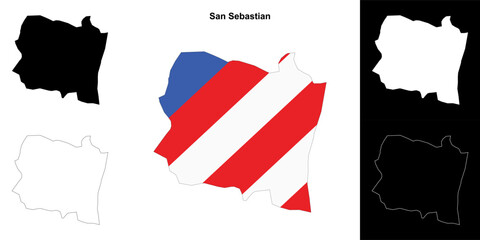 San Sebastian municipality blank outline map set