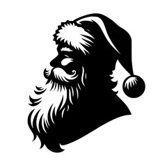 Minimalist Black Silhouette SVG of Santa Claus – Clean Holiday Vector Art