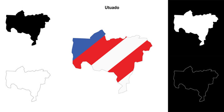 Utuado municipality blank outline map set