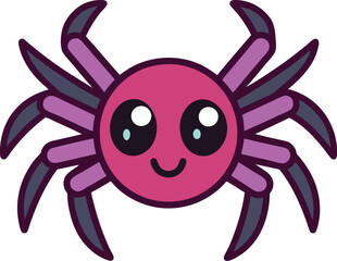 Adorable Cartoon Spider Illustration Kawaii Pink Spider Design