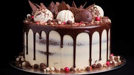Gourmet Chocolate Truffle Cake with Toppings