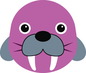 Adorable Purple Walrus Illustration Cartoon Animal Design