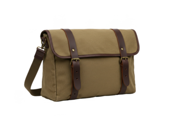 Isolated Shoulder Bag with Brown Leather Straps on Transparent Background