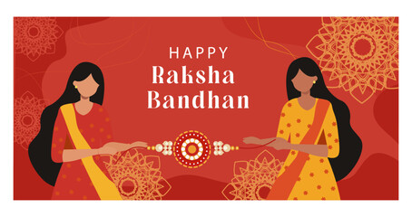 Elegant Raksha Bandhan Illustration with Rakhi and Mandala Patterns-04