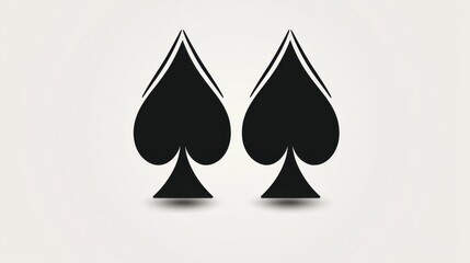 Fototapeta premium Two black spade symbols on light background represent card game suit with minimal shadow and design