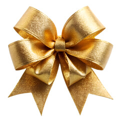 golden glittry  bow isolated on transparent background