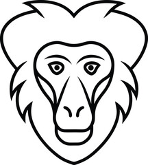 Majestic Baboon Line Art A Primate Portrait Illustration