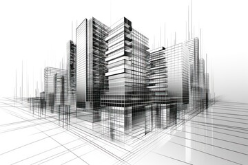 Fototapeta premium Architecture urban building drawing backgrounds abstract.