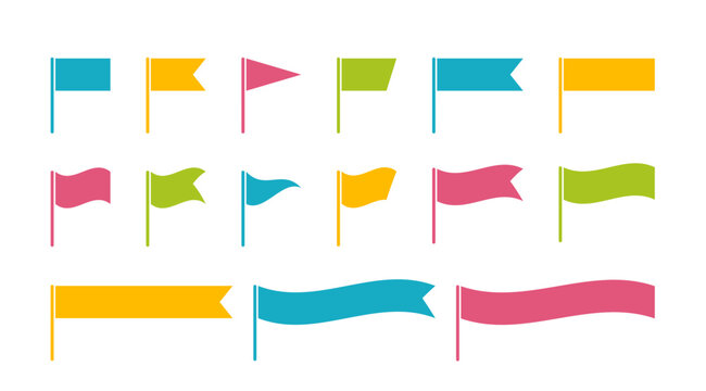 旗　アイコン　シンプル　ベクター　カラフル　セット