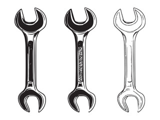 Wrench Illustration Line Art for Repair and Maintenance Works