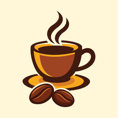 Coffee Cup Illustration with Beans